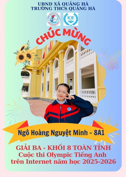 CHÚC MỪNG THÀNH TÍCH CỦA HỌC SINH TẠI CUỘC THI OLYMPIC TIẾNG ANH TRÊN INTERNET (IOE) CẤP TRƯỜNG NĂM HỌC 2025-2026🌼🎉