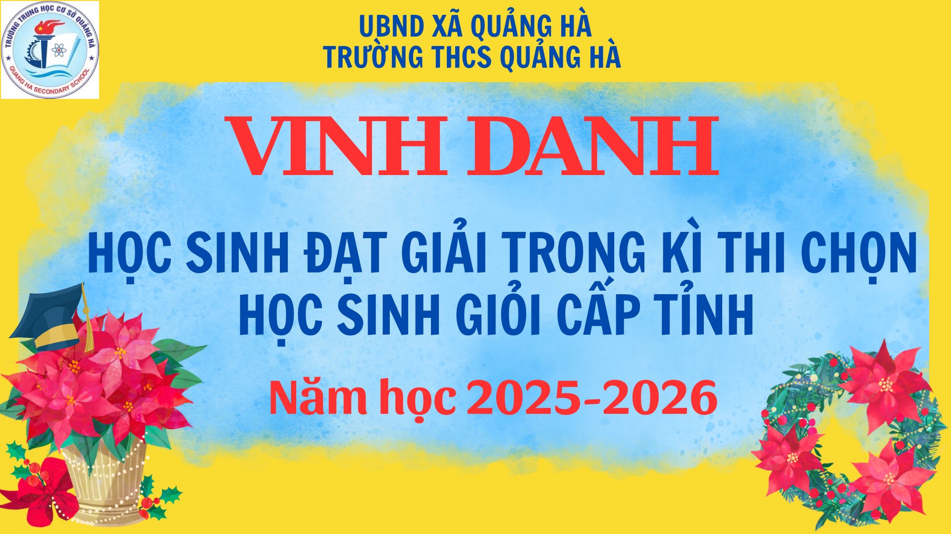 VINH DANH THÀNH TÍCH HỌC SINH TẠI KÌ THI CHỌN HỌC SINH GIỎI THCS CẤP TỈNH NĂM HỌC 2025-2026